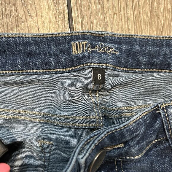 Kut From The Kloth Womens Jeans 6 Blue Distressed Straight Mid Rise Dark Wash - Picture 2 of 11